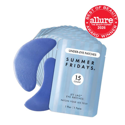 Summer Fridays Jet Lag Hydrating Eye Patches - De-puffing Hydrogel Under Eye Masks with Hyaluronic Acid, Caffeine + Peptides - Soothing + Refreshing At-Home + Travel Skin Care (6 Pairs)