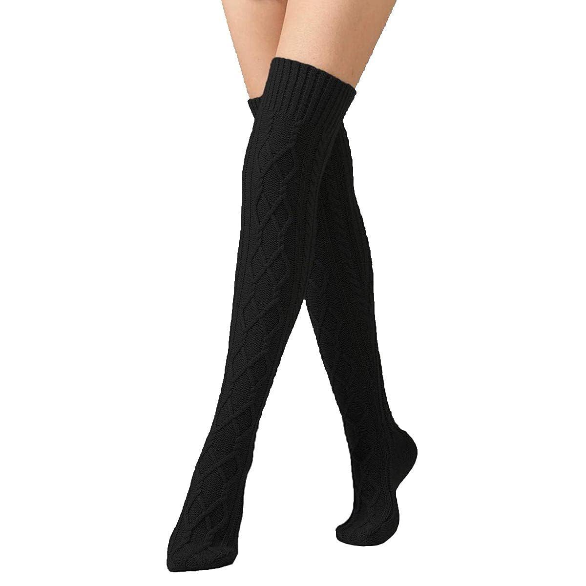 Leoparts Women's Cable Knit Thigh High Socks Over Knee Leg Warmer Stockings