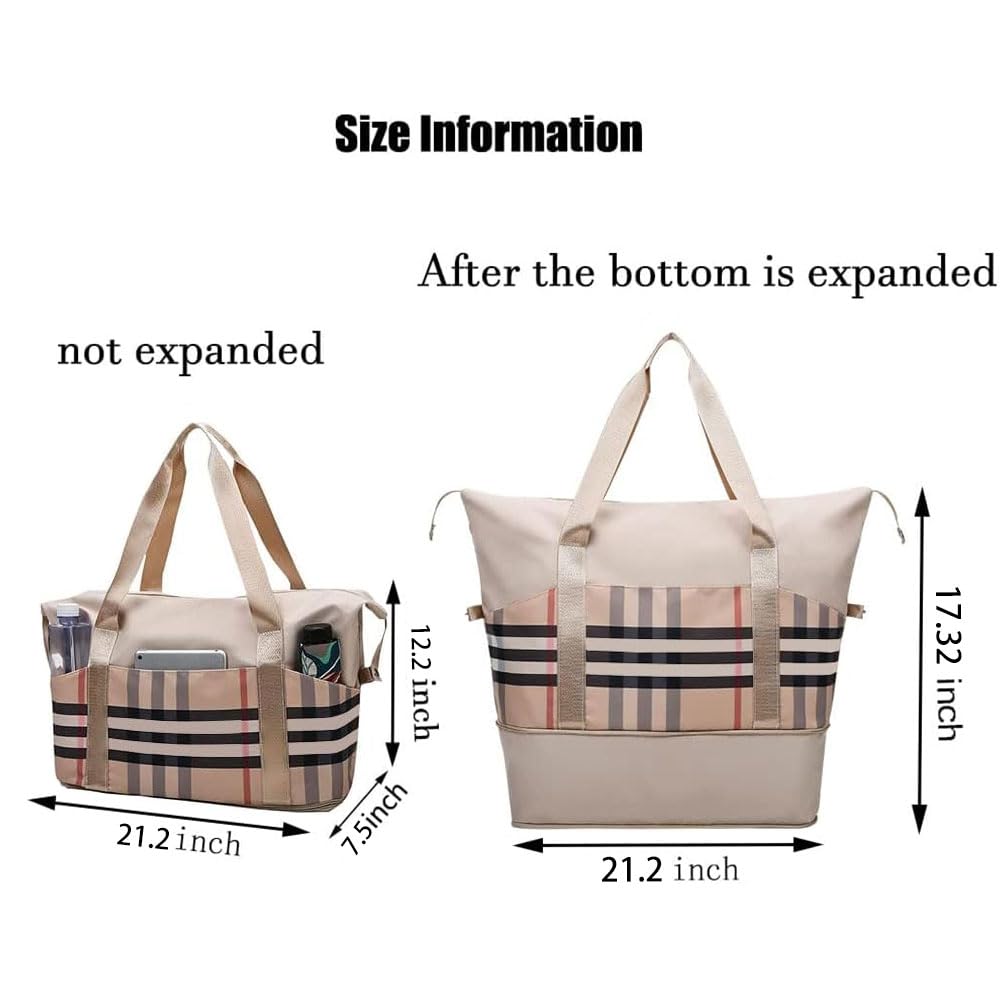 Women Travel Duffel, Large Expandable Weekender Carry-on Tote