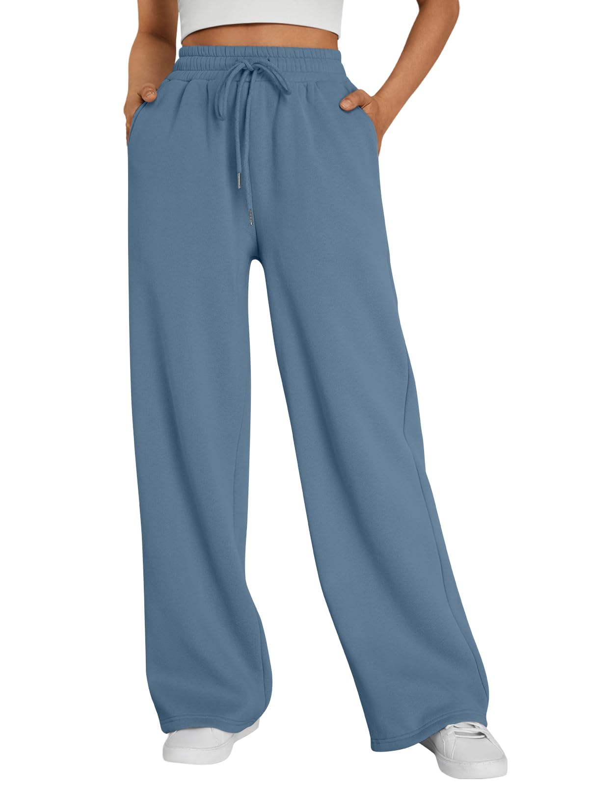 Trendy Queen Womens Wide Leg Fleece Lined Sweatpants