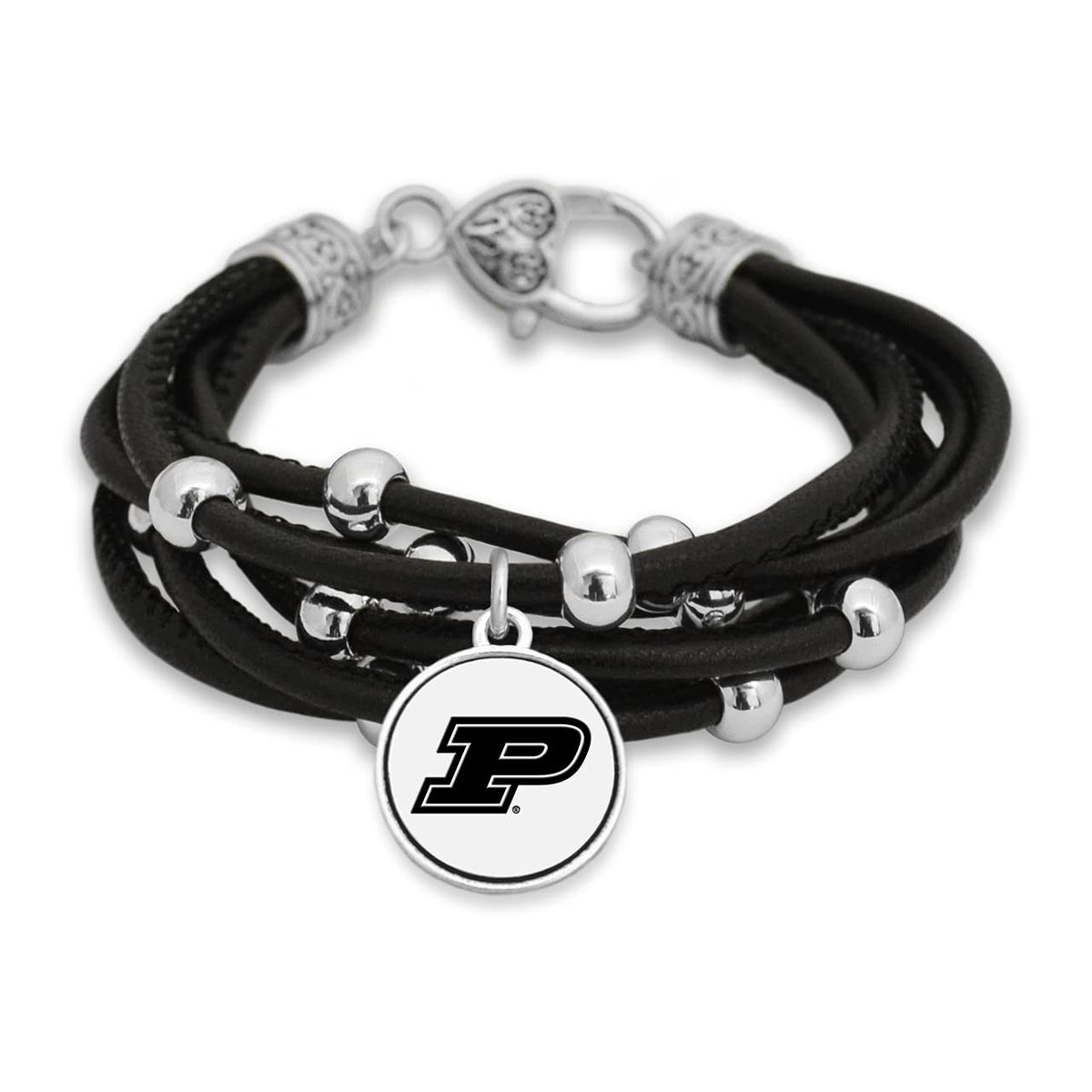 FTH Leather Cord Bracelet Silver Beads 7.5 Inch Officially Licensed