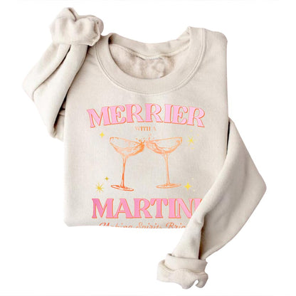 DIOMMELL Merrier With A Martini Sweatshirt Christmas Martini Sweatshirt