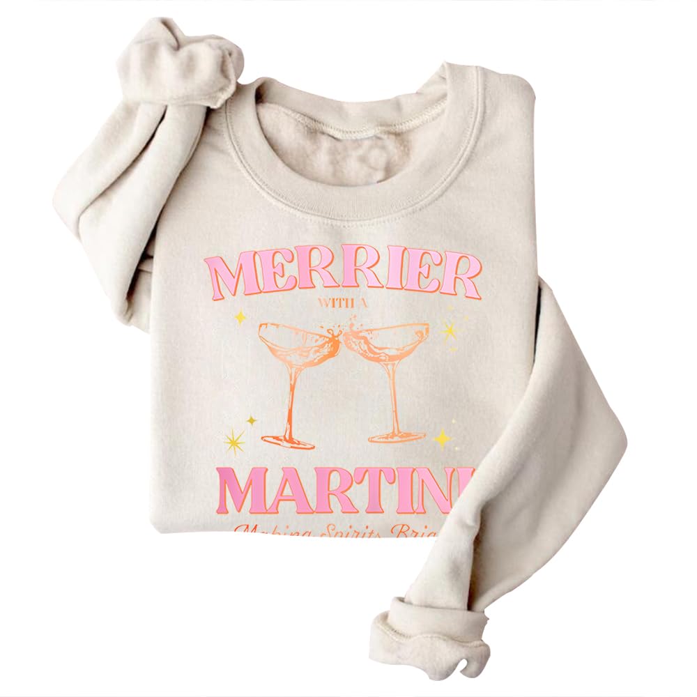 DIOMMELL Merrier With A Martini Sweatshirt Christmas Martini Sweatshirt