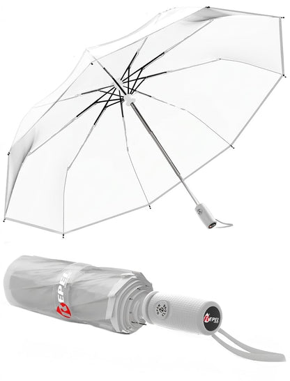 Windproof Travel Umbrella - Compact & Withstands Winds up to 100MPH, Strongest Premium Auto Folding Umbrella for Rain and Sun - Durable, Light & Portable for Women & Men, Fits Backpack & Cars