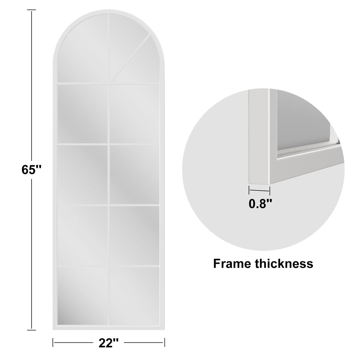 OGCAU Arched Full Length Mirror 76"x34"