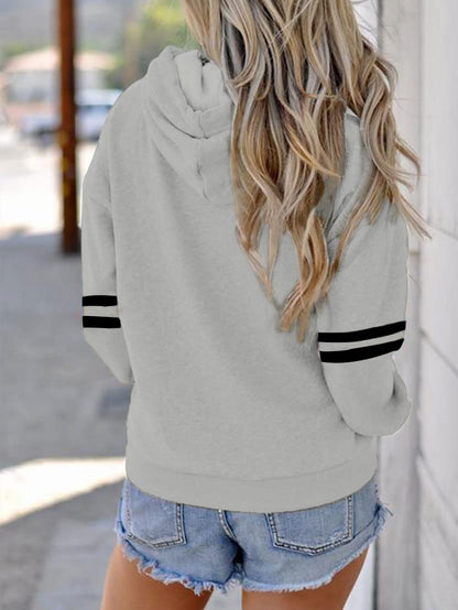 Womens Soccer Mom Hoodies Long Sleeve Casual Loose Striped Soccer Graphic Sweatshirt with Pocket