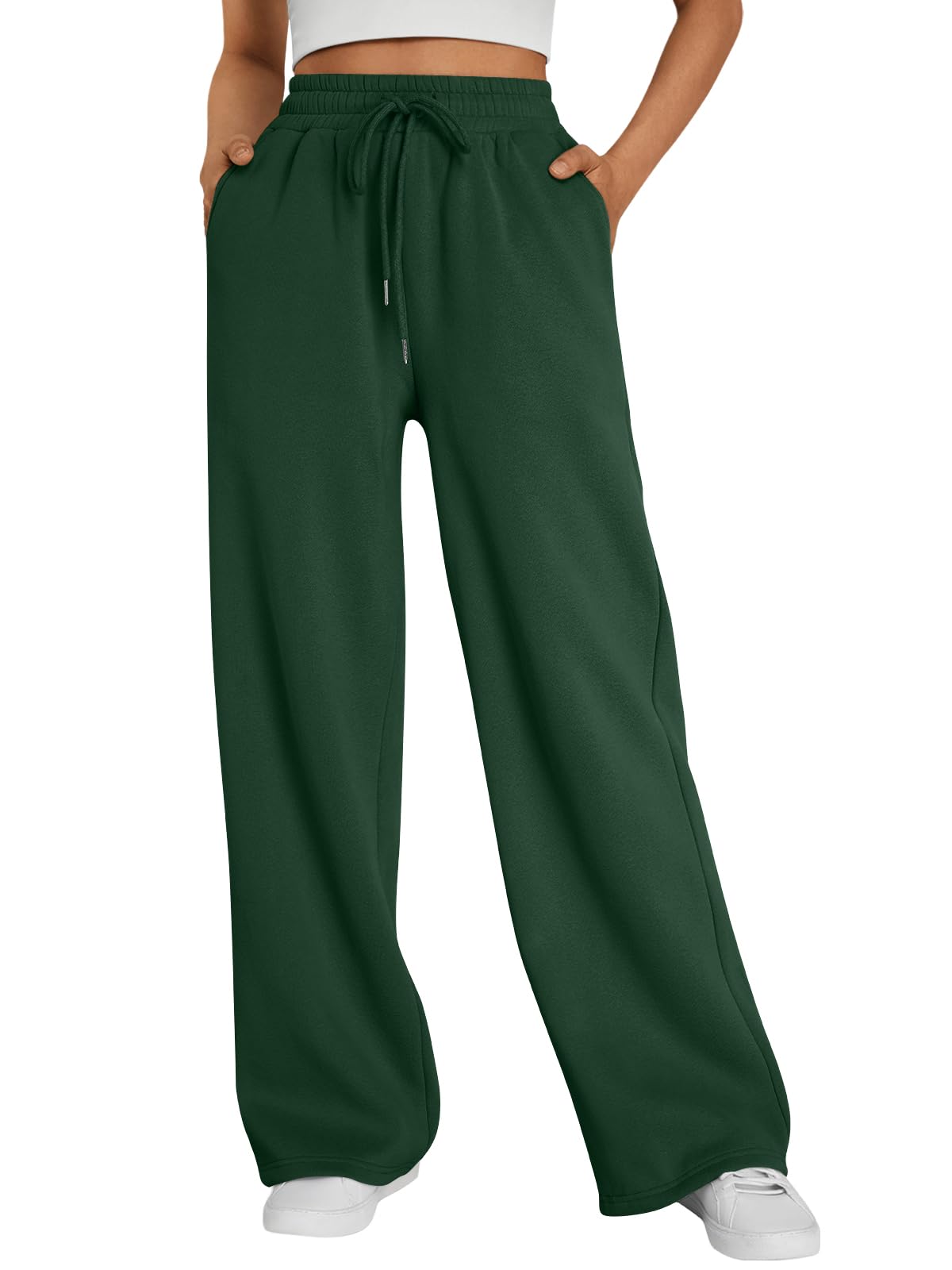 Trendy Queen Womens Wide Leg Fleece Lined Sweatpants