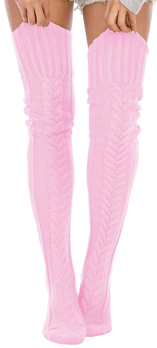 Leoparts Women's Cable Knit Thigh High Socks Over Knee Leg Warmer Stockings