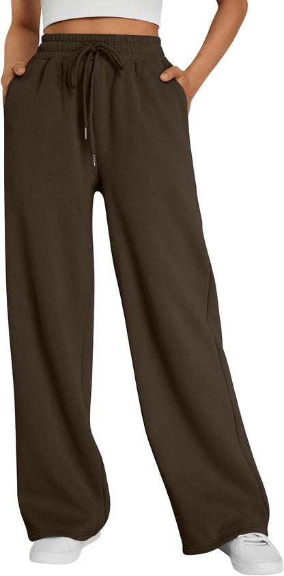 Trendy Queen Womens Wide Leg Fleece Lined Sweatpants