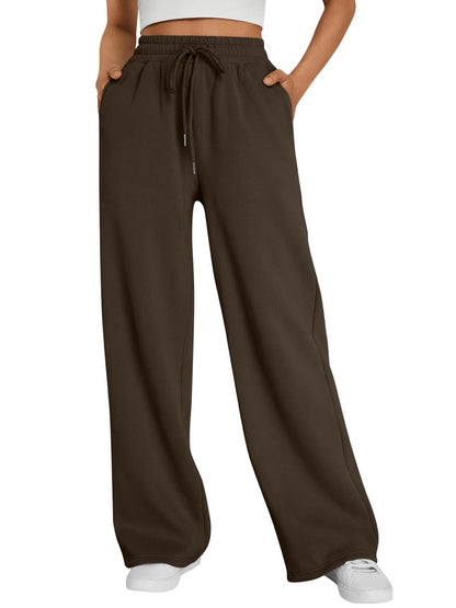 Trendy Queen Womens Wide Leg Fleece Lined Sweatpants