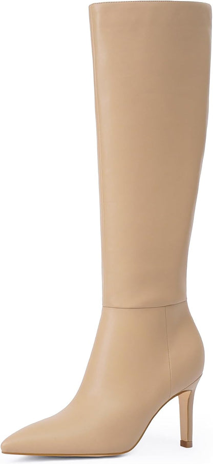 Easyfox Knee High Boots Women Pointed Toe Stiletto Heel Tall Boots