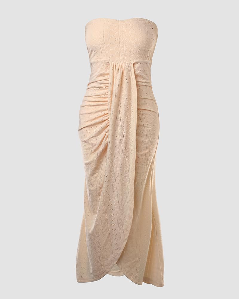 CHICME Women's Strapless Bodycon Maxi Dress