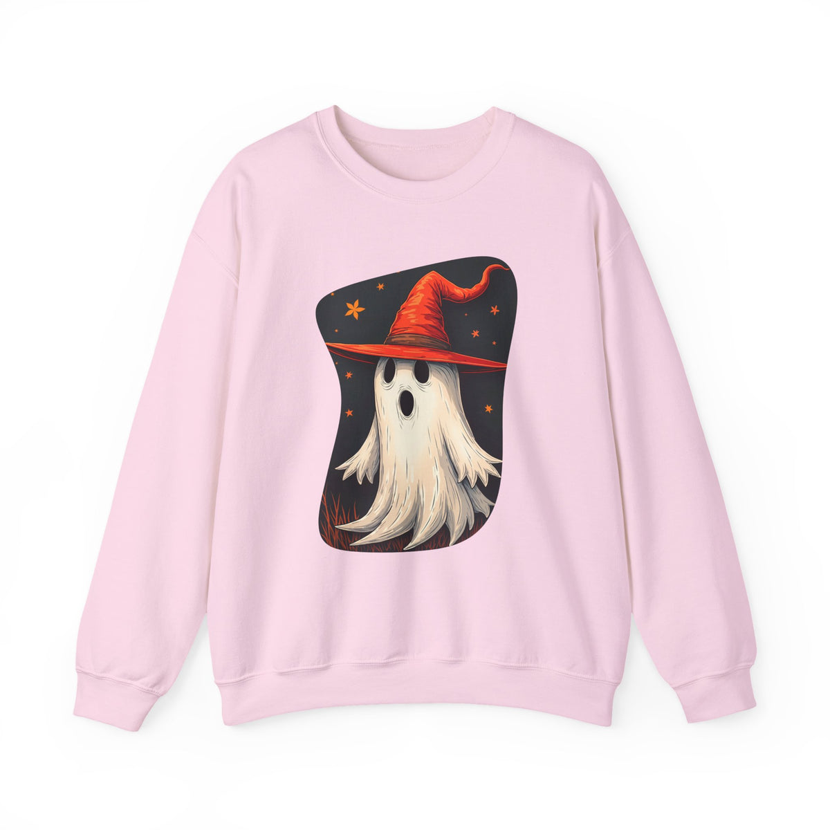 Spooky Ghost Witch Hat Halloween Crewneck Sweatshirt