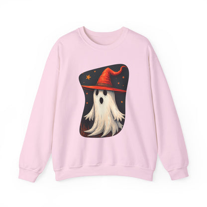 Spooky Ghost Witch Hat Halloween Crewneck Sweatshirt