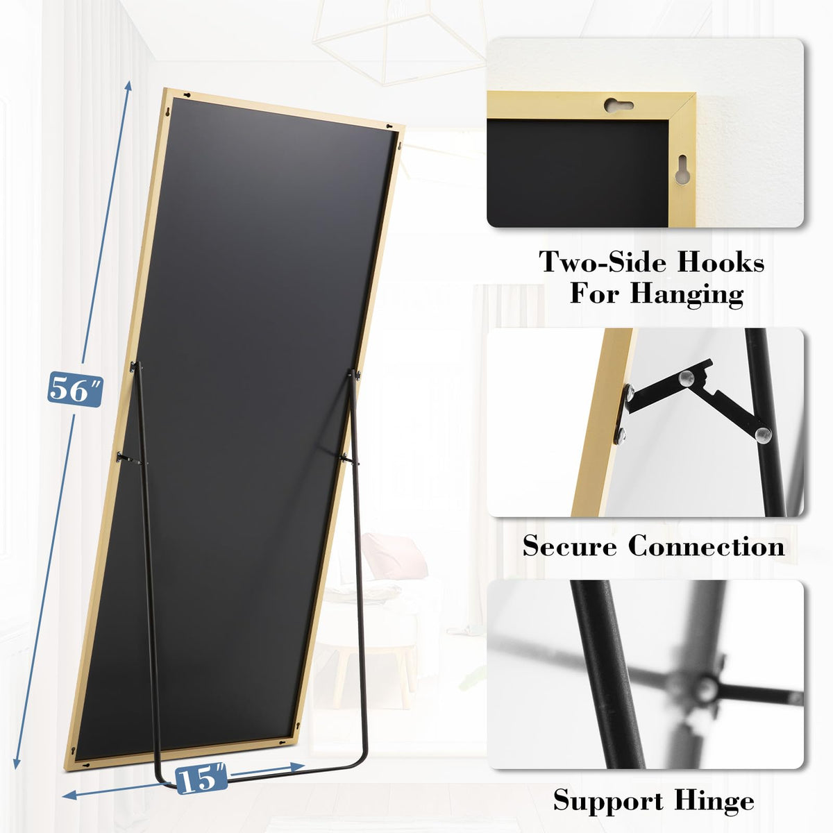 DUMOS 59"x16" Arched Full Length Mirror with Stand