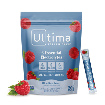 Ultima Replenisher Electrolyte Hydration Powder, Grape, 20 Count Stickpacks Pouch - Sugar Free, 0 Calories, 0 Carbs - Gluten-Free, Keto, Non-Gmo with Magnesium, Potassium