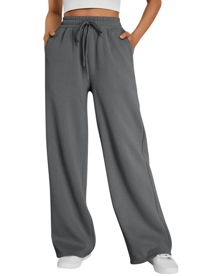 Trendy Queen Womens Wide Leg Fleece Lined Sweatpants