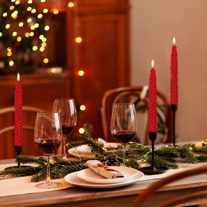Green Christmas Tree Flameless Taper Candles Battery Operated Remote Timer