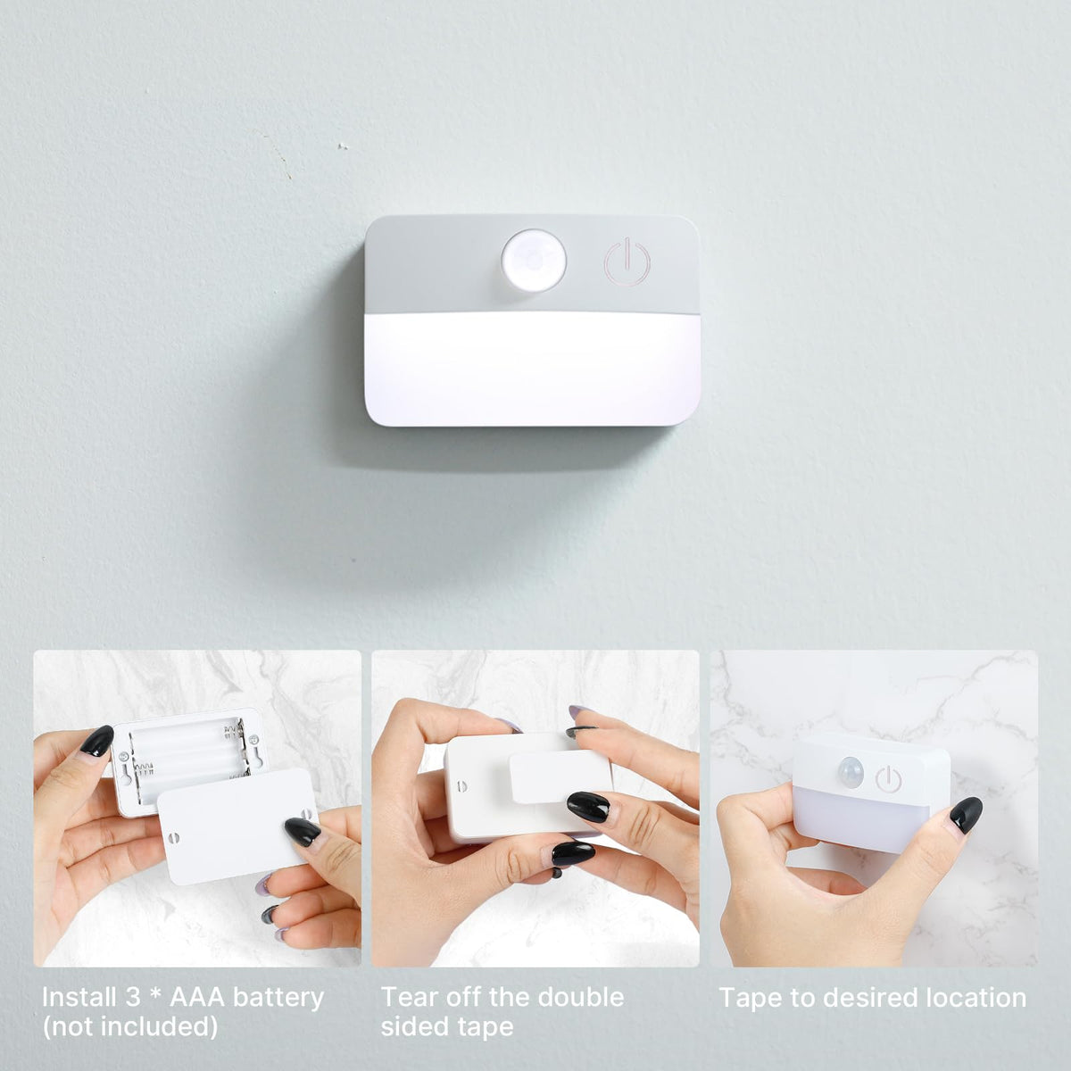 Guankai 8 Pack Motion Sensor Stair Light for Indoor, Battery Operated