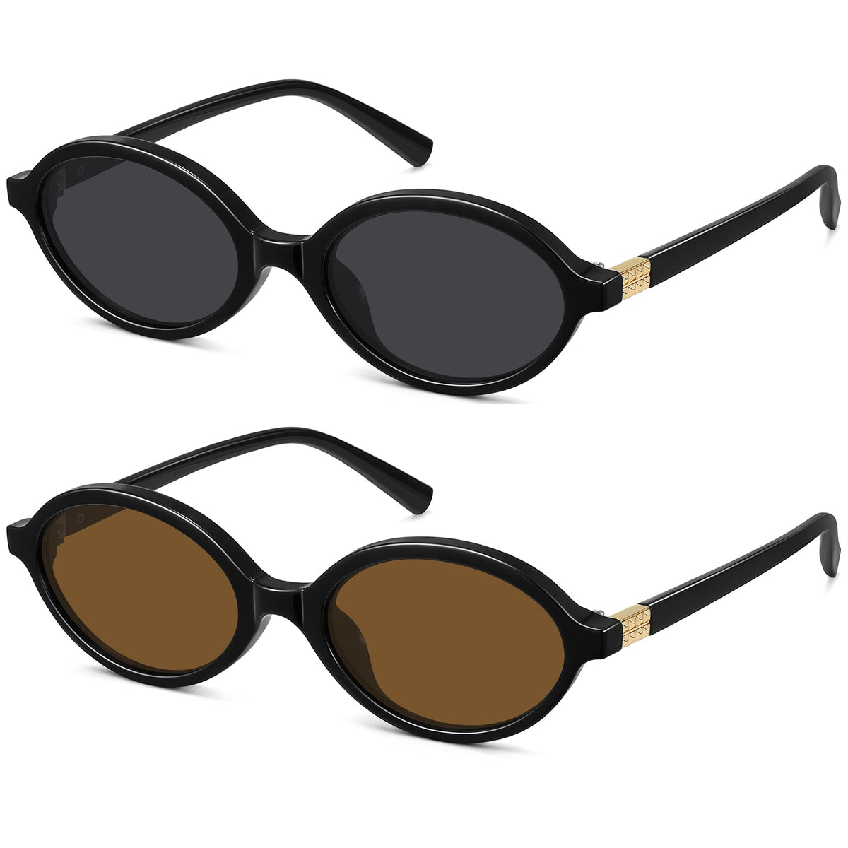 WOWSUN Retro Oval Sunglasses for Women,Slim 90s Vintage Fashion Shades