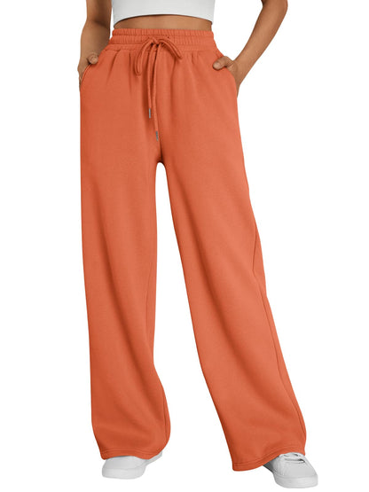 Trendy Queen Womens Wide Leg Fleece Lined Sweatpants
