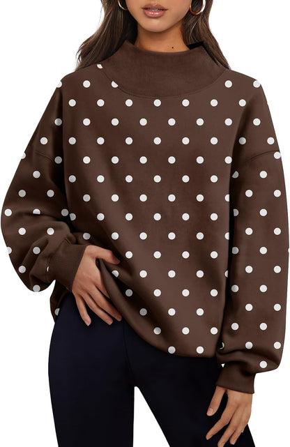 Trendy Queen Womens Mock Neck Sweatshirts Oversized Pullover Fall Outfits