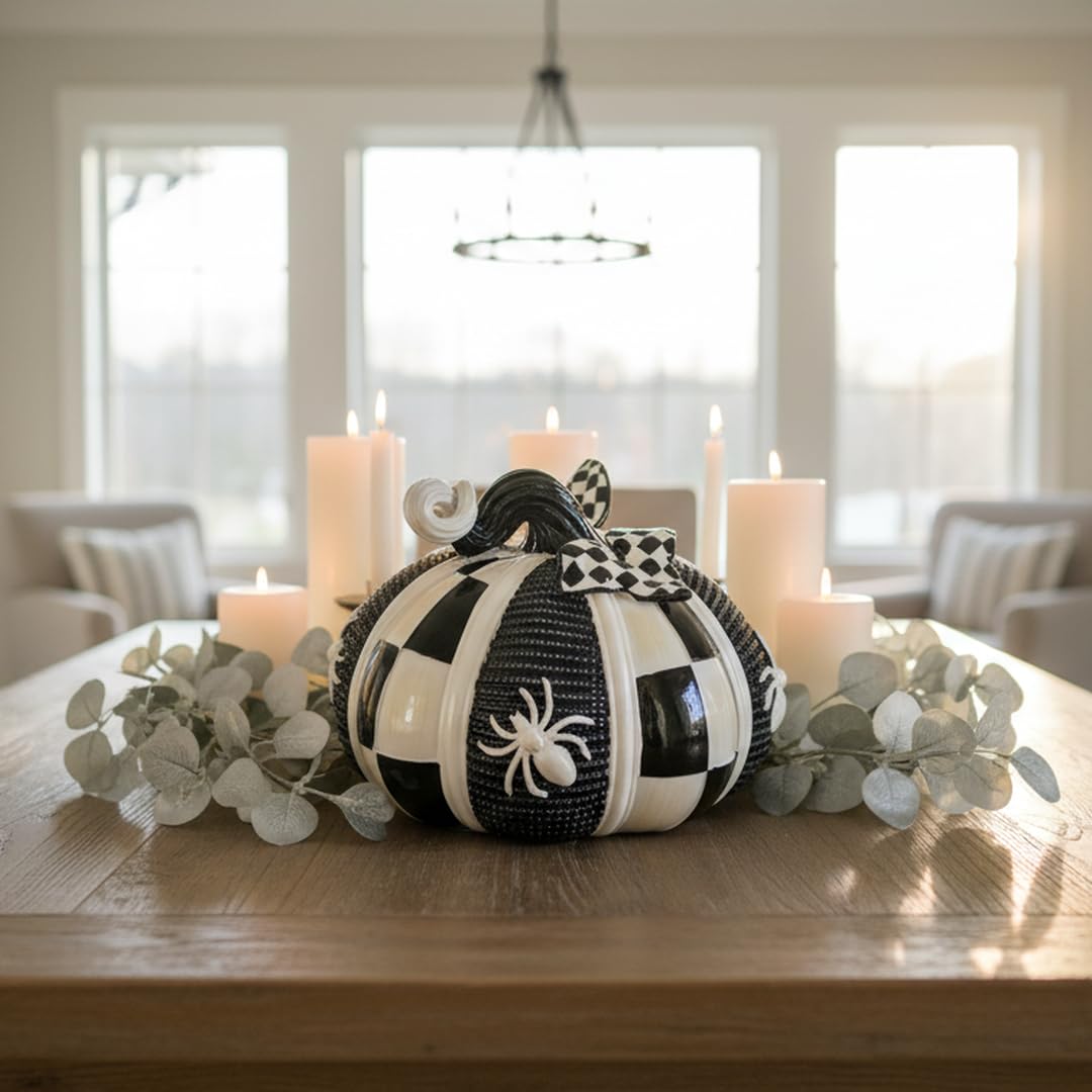 8 Inch Resin Pumpkin Statue, Halloween Fall Decor | Handmade Resin, Thanksgiving Centerpiece, Halloween Tabletop, Mantle & Bookshelf Decor