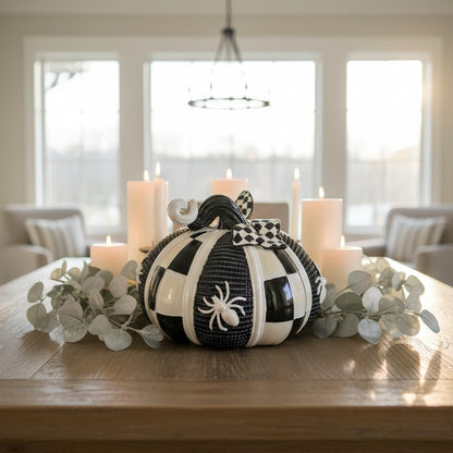 8 Inch Resin Pumpkin Statue, Halloween Fall Decor | Handmade Resin, Thanksgiving Centerpiece, Halloween Tabletop, Mantle & Bookshelf Decor