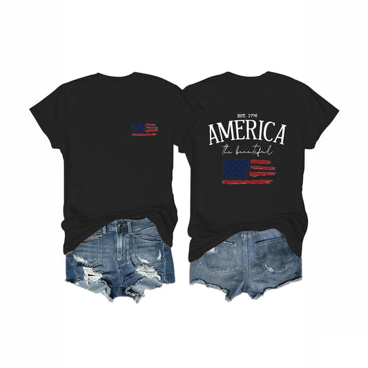 Women's 4th of July Outfits Usa Shirt Memorial Day Red White and Blue Patriotic Shirts American Flag Graphic Tops