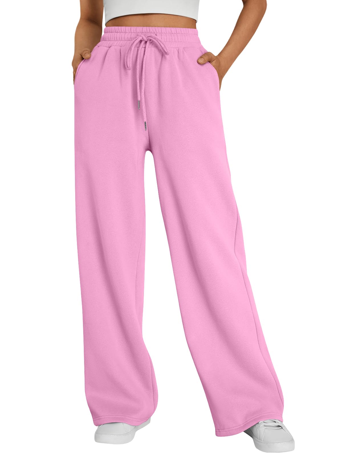 Trendy Queen Womens Wide Leg Fleece Lined Sweatpants