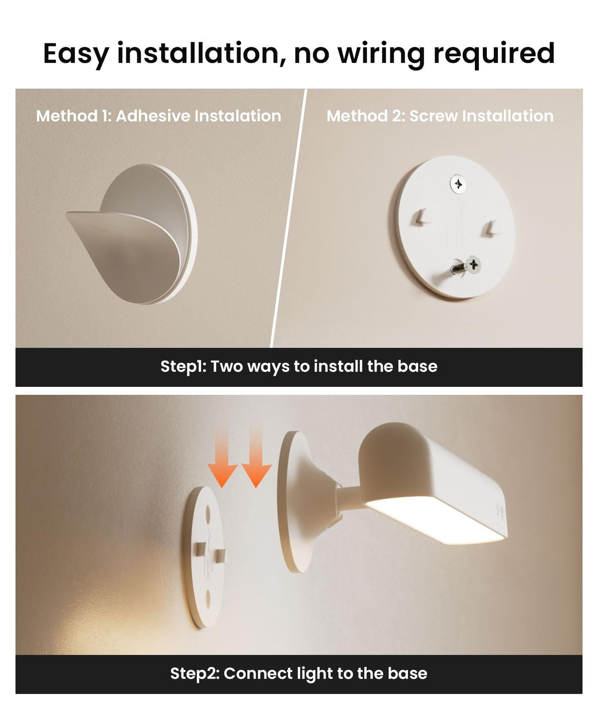 Popoiron Wall Sconce with 7500mAh Rechargeable Battery LED Wall Light