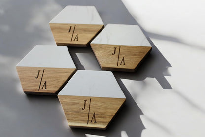 Personalized Marble and Acacia Wood Cutting Board