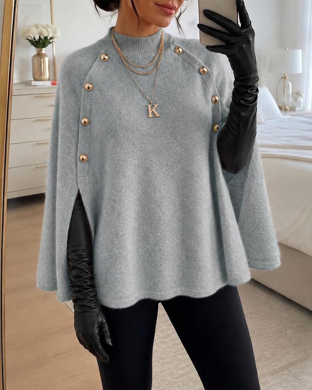 CHICME Women’s Knit Cape Sweater