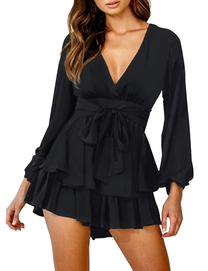 AIMCOO Women's Floral Print Deep V-Neck Romper