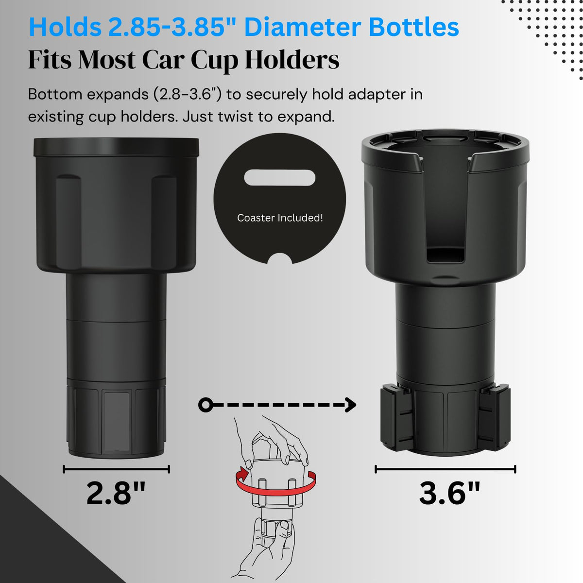 Swigzy Car Cup Holder Expander Adapter for Large Water Bottles