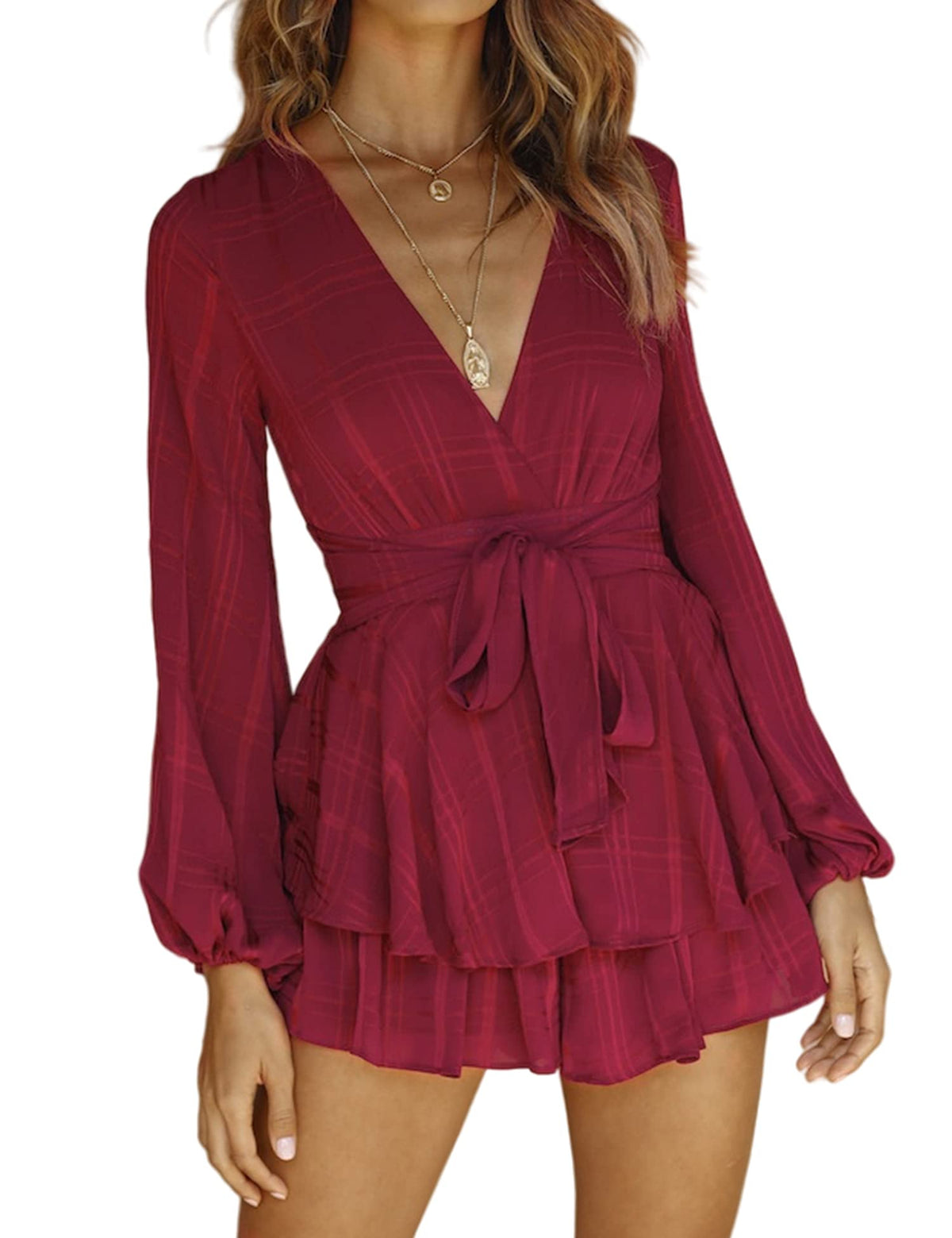 AIMCOO Women's Floral Print Deep V-Neck Romper