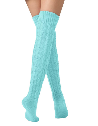 Leoparts Women's Cable Knit Thigh High Socks Over Knee Leg Warmer Stockings