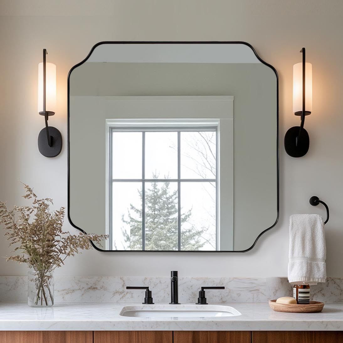 Andy Star Unique Rectangle Wall Mirror, 24"X32"