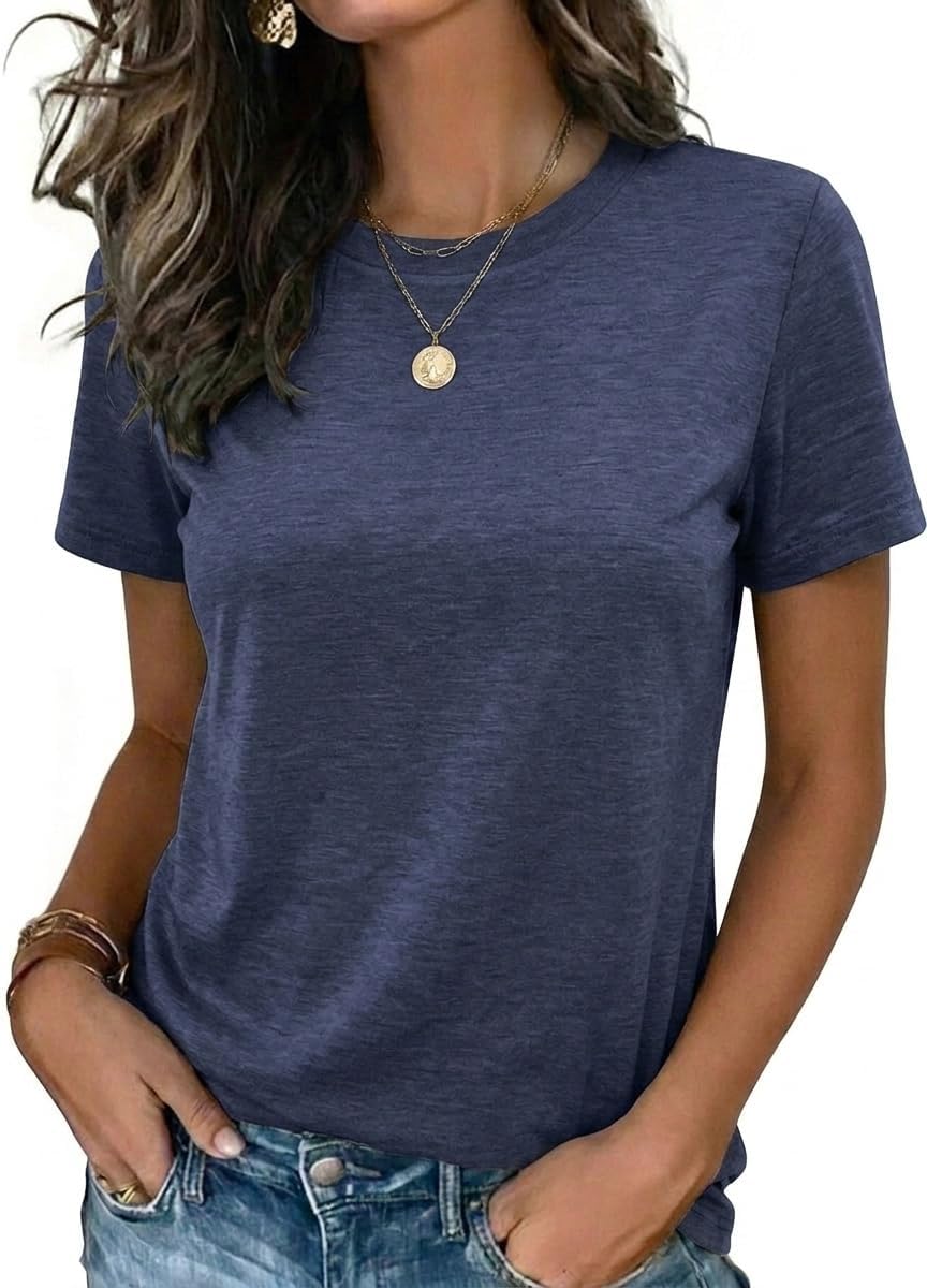 Zeagoo Womens Tshirt Short Sleeve Summer Tops Crewneck Casual Basic Tee Shirts Spring Clothes Trendy Outfit