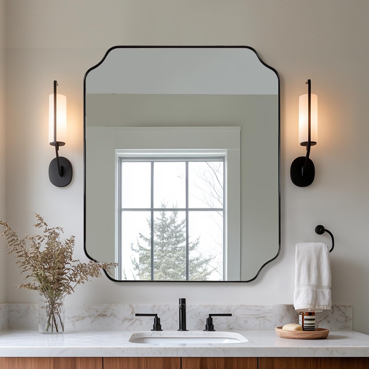 Andy Star Unique Rectangle Wall Mirror, 24"X32"