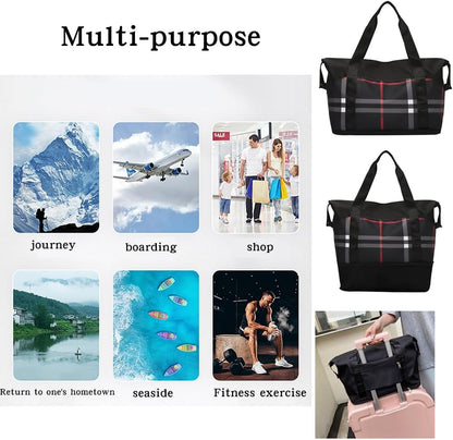 Women Travel Duffel, Large Expandable Weekender Carry-on Tote