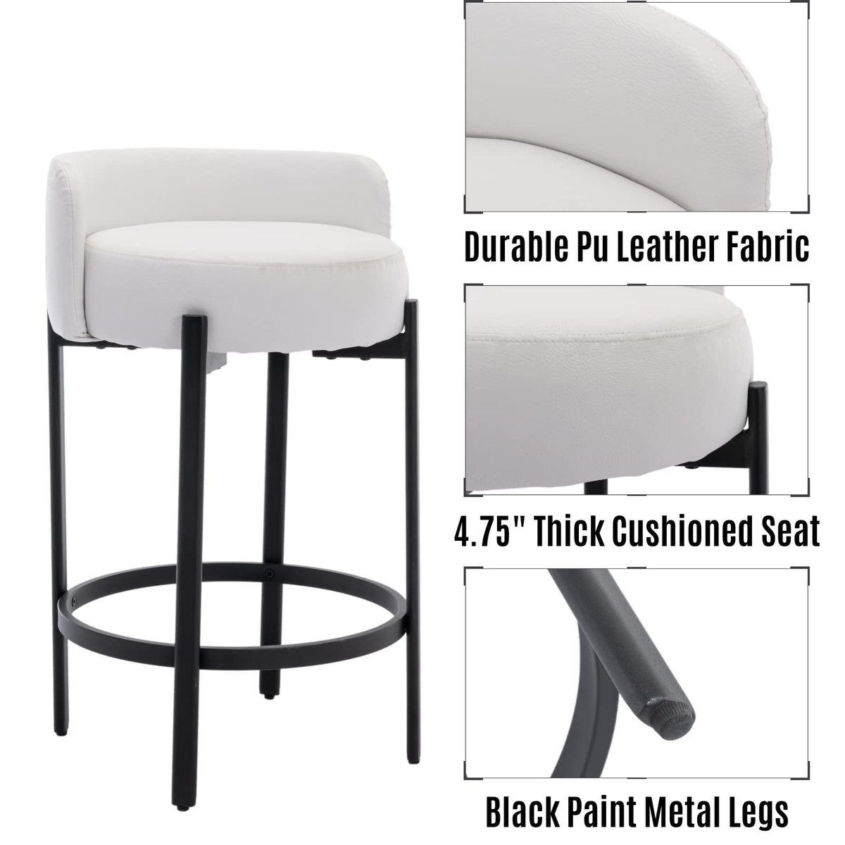 Lukealon Mid Century Linen Counter Stools Set of 4