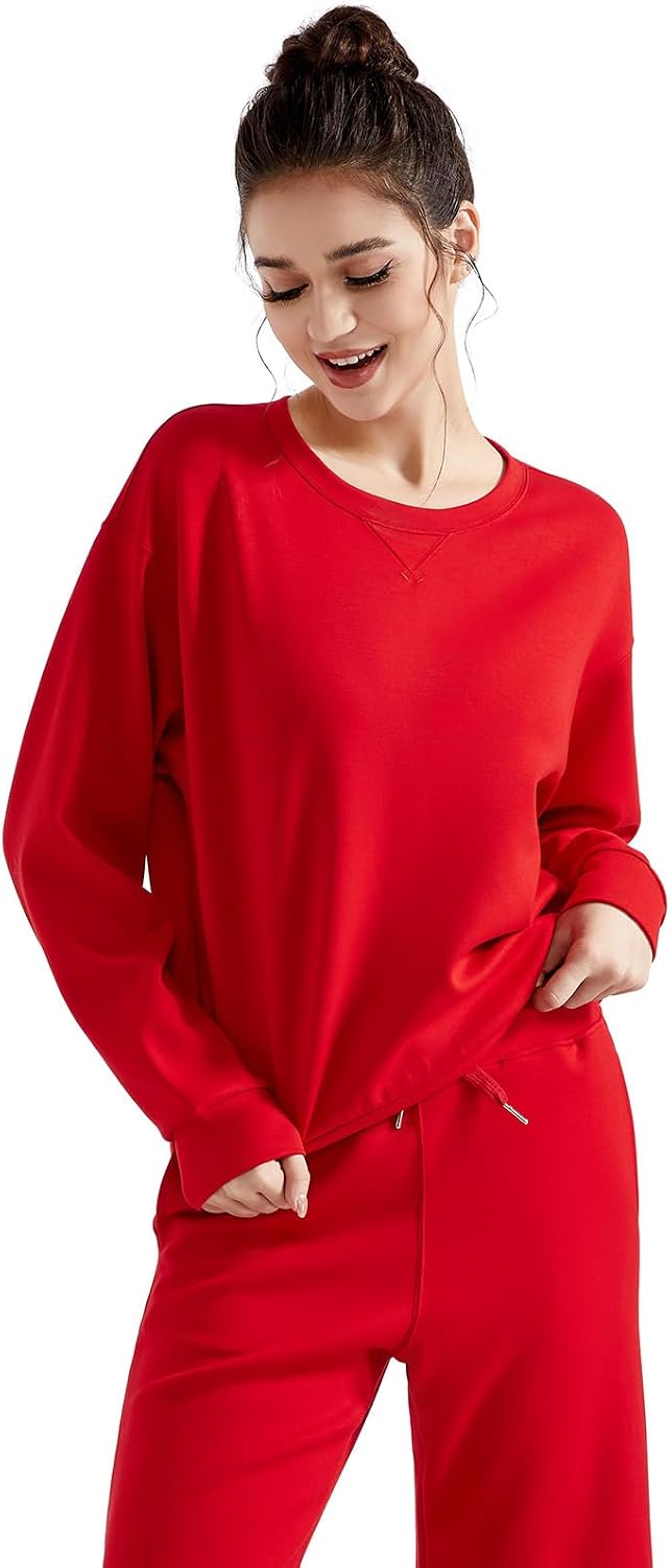SUUKSESS Women 2 Piece Outfits Fall Oversized Sweatshirt Wide Leg Pants