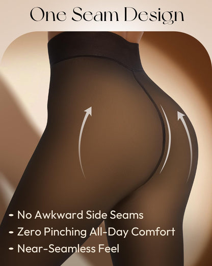 Spring Water Fleece Lined Tights Leggings for Women One Seam Design