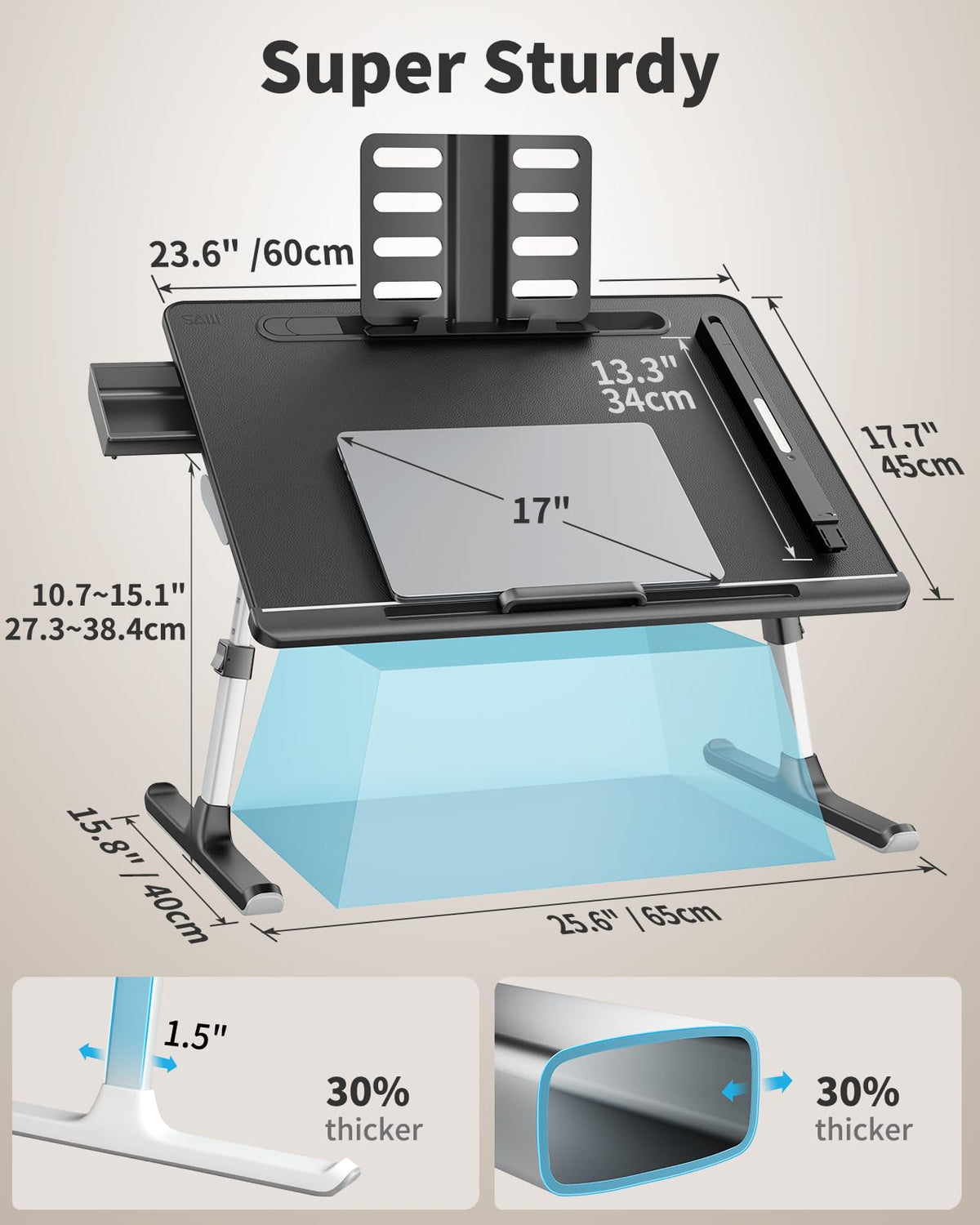 Laptop Bed Tray Desk with LED Desk Lamp