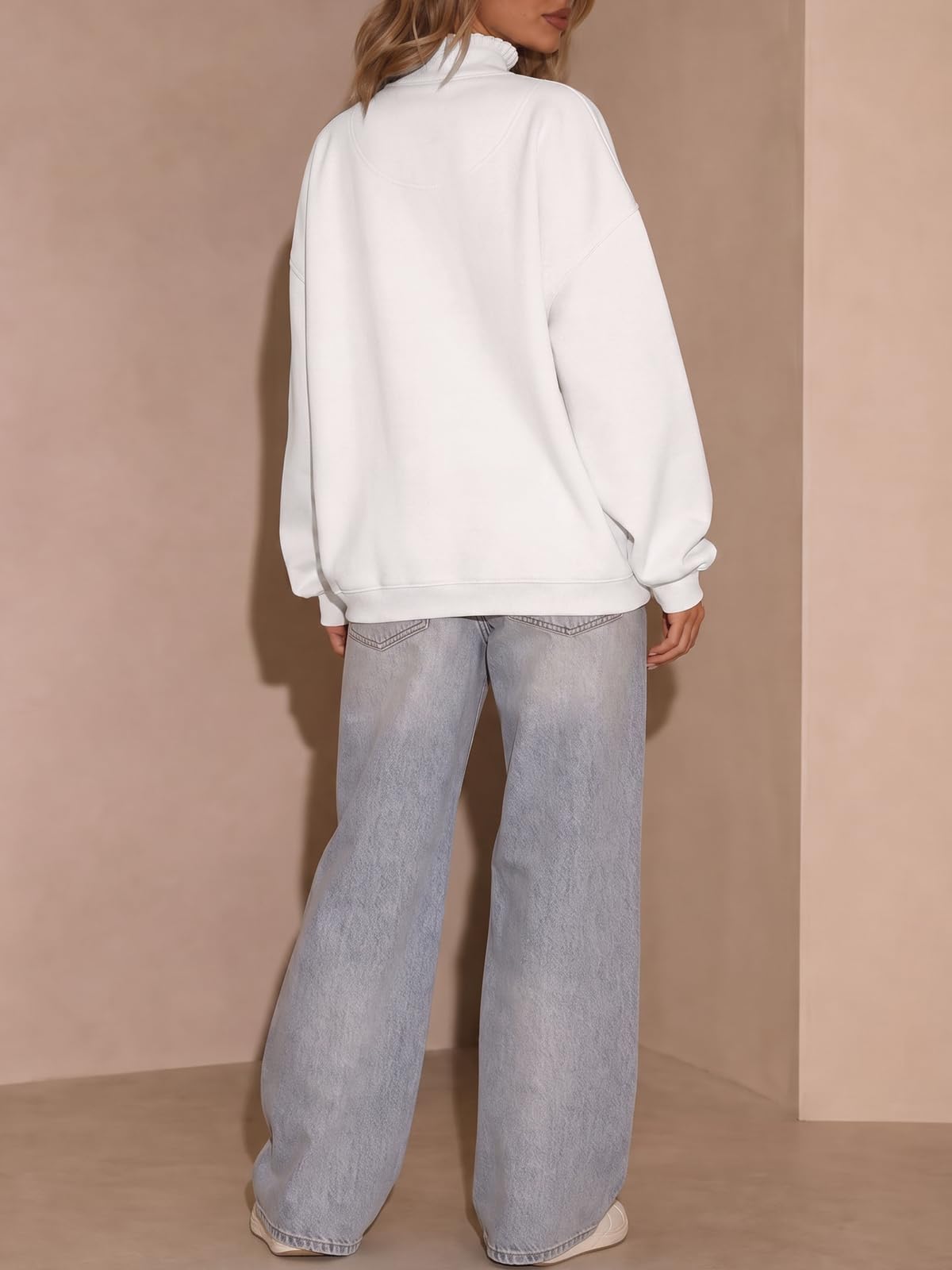 Fisoew Womens Sweatshirt Mock Neck Henley Pullover