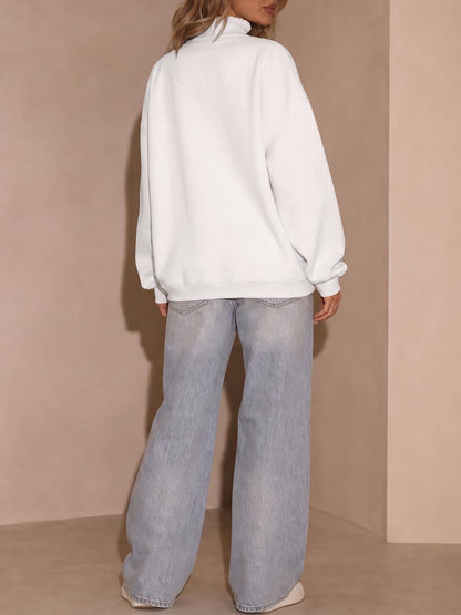 Fisoew Womens Sweatshirt Mock Neck Henley Pullover