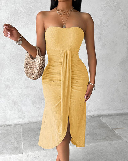 CHICME Women's Strapless Bodycon Maxi Dress