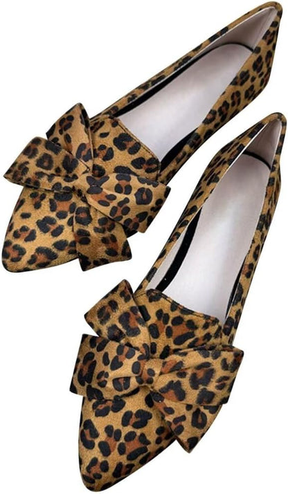 Stunner Womens Suede Bowknot Ballet Flats Pointed Toe Soft Dress Shoes