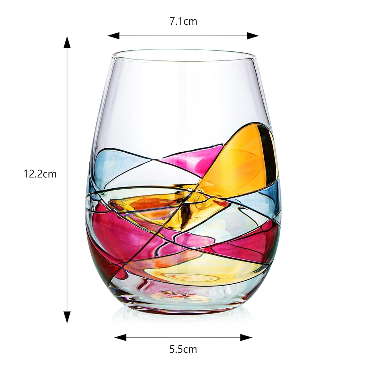 Artisanal Hand Painted Stemless Wine Glasses